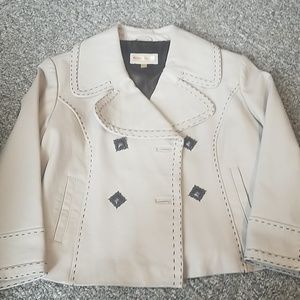 3/4 sleeve leather coat